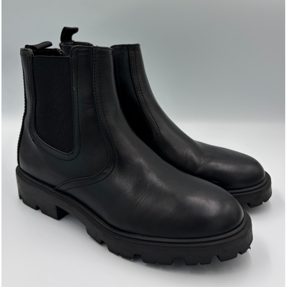 Nine West Yullon3 Womens 8.5 M Black Chelsea Ankle Boots Lug Sole WNYULLON3